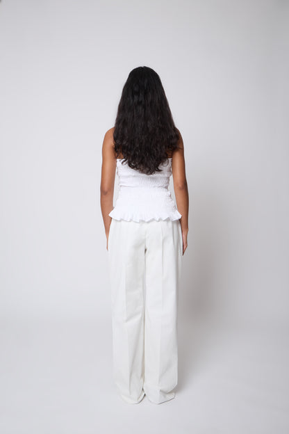 Agnes Top in White Cotton