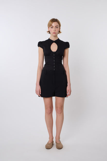 Berta Top in Black Cotton