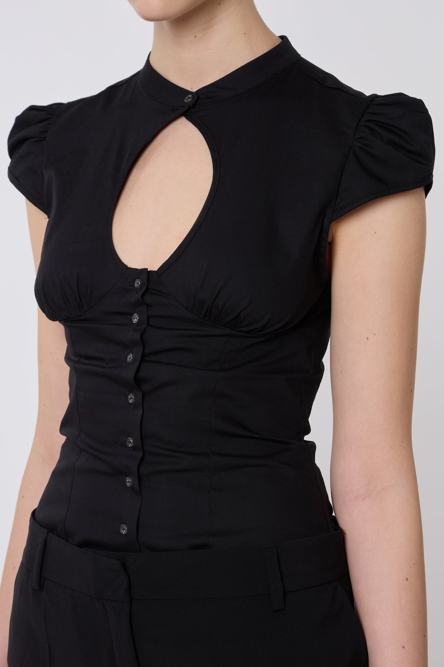 Berta Top in Black Cotton