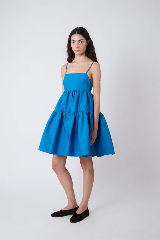 Eloise Dress in Cyan Taffeta