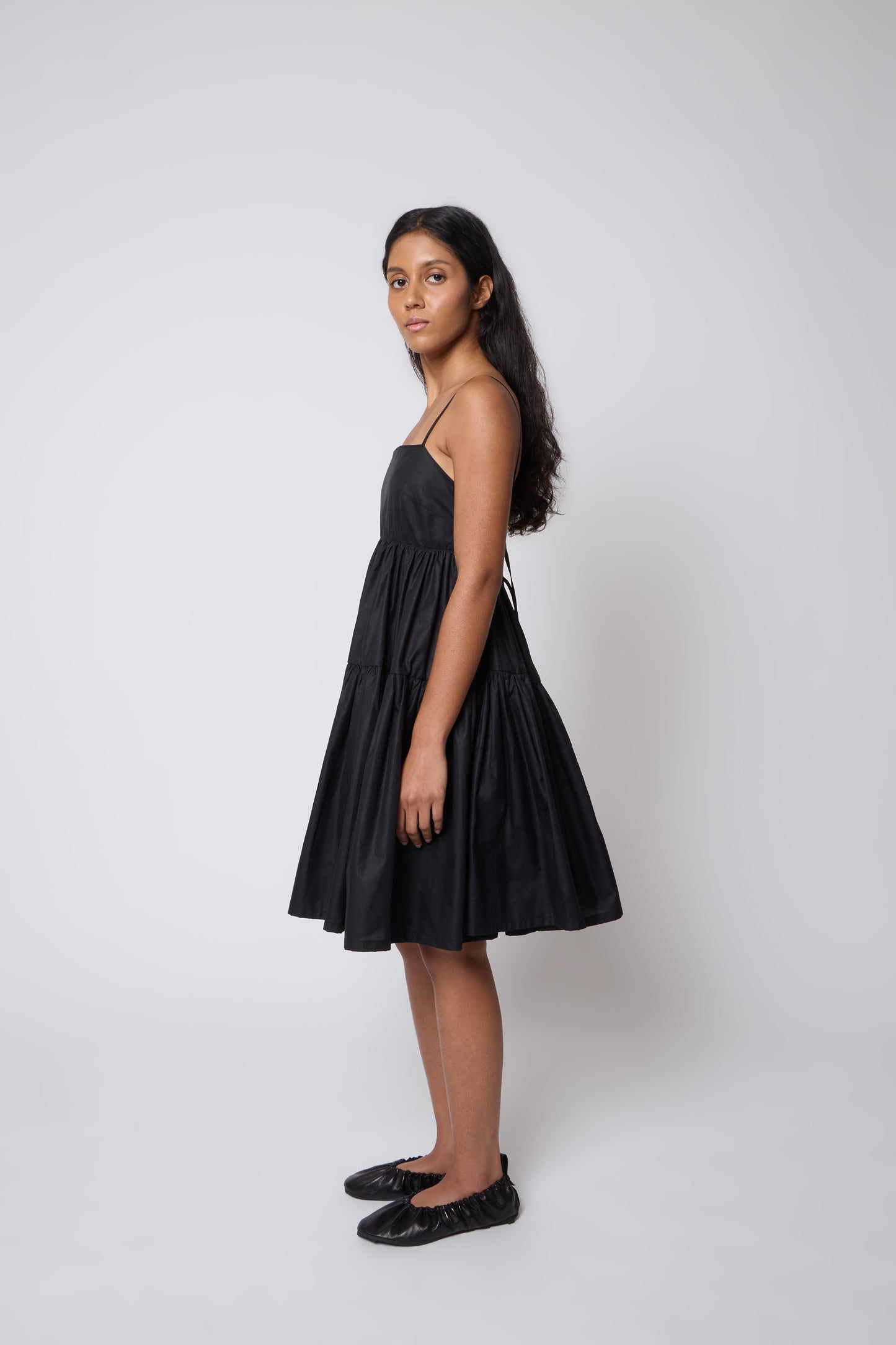 Eloise Dress in Black Cotton
