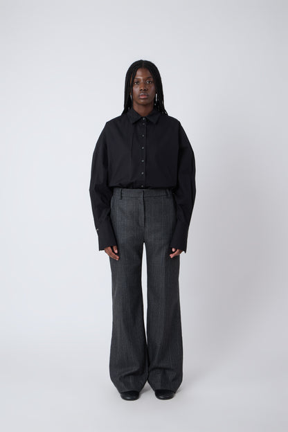 Gaspard Trousers in Grey Tartan Wool