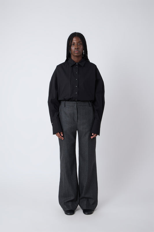 Gaspard Trousers in Grey Tartan Wool