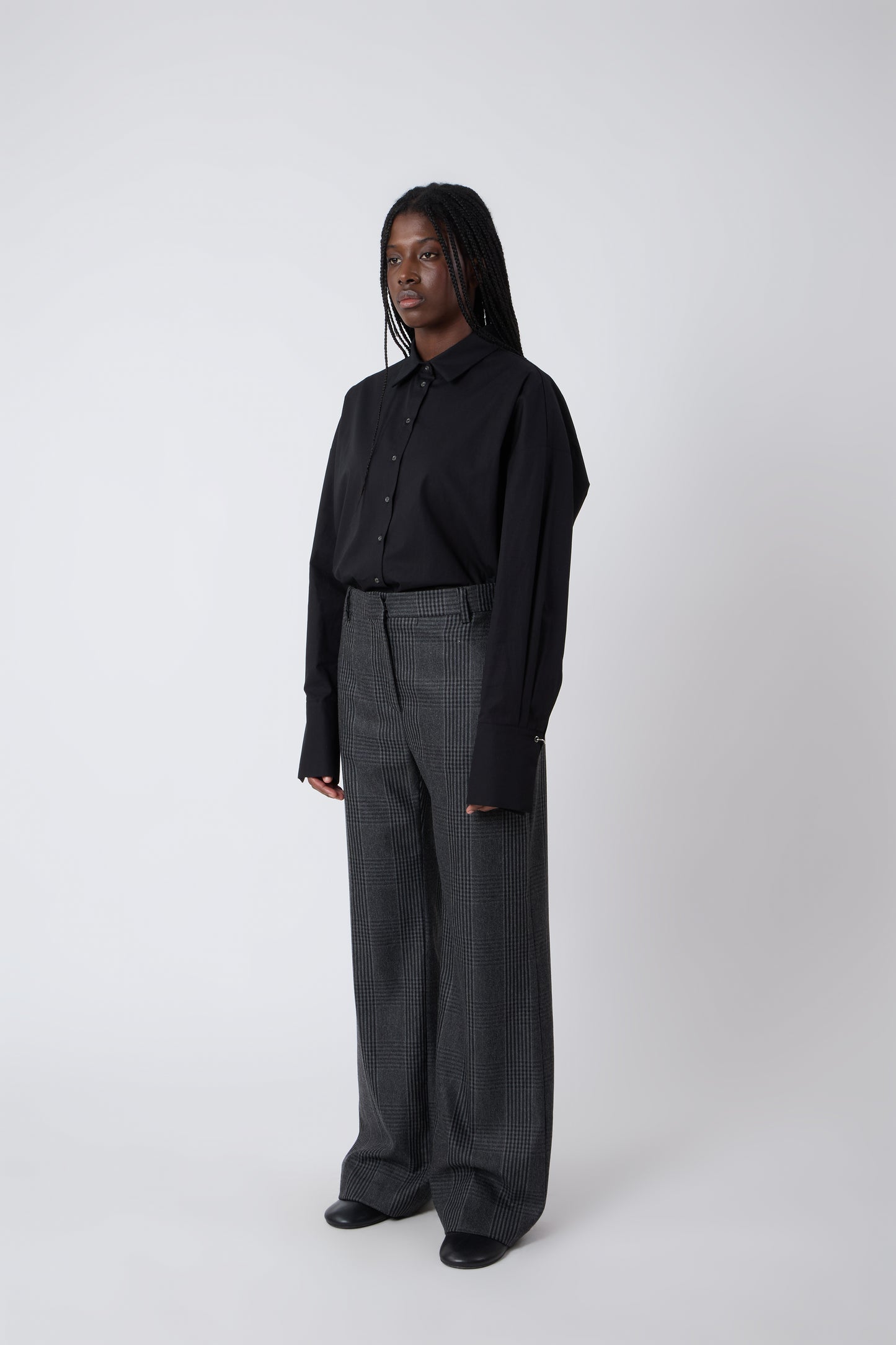 Gaspard Trousers in Grey Tartan Wool