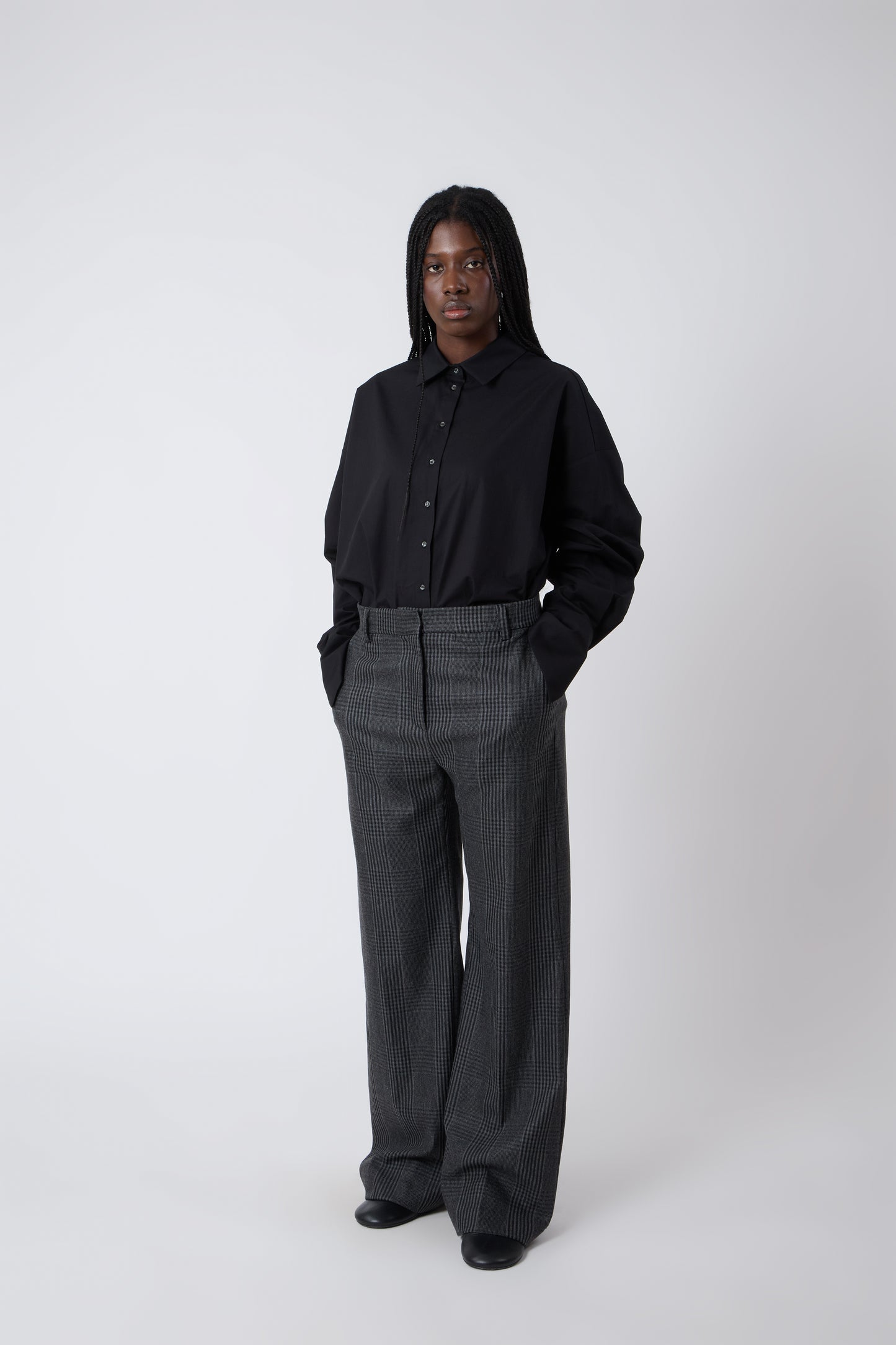 Gaspard Trousers in Grey Tartan Wool