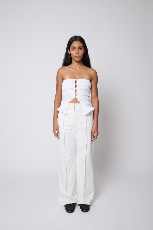 Gaspard Trousers in White Cotton