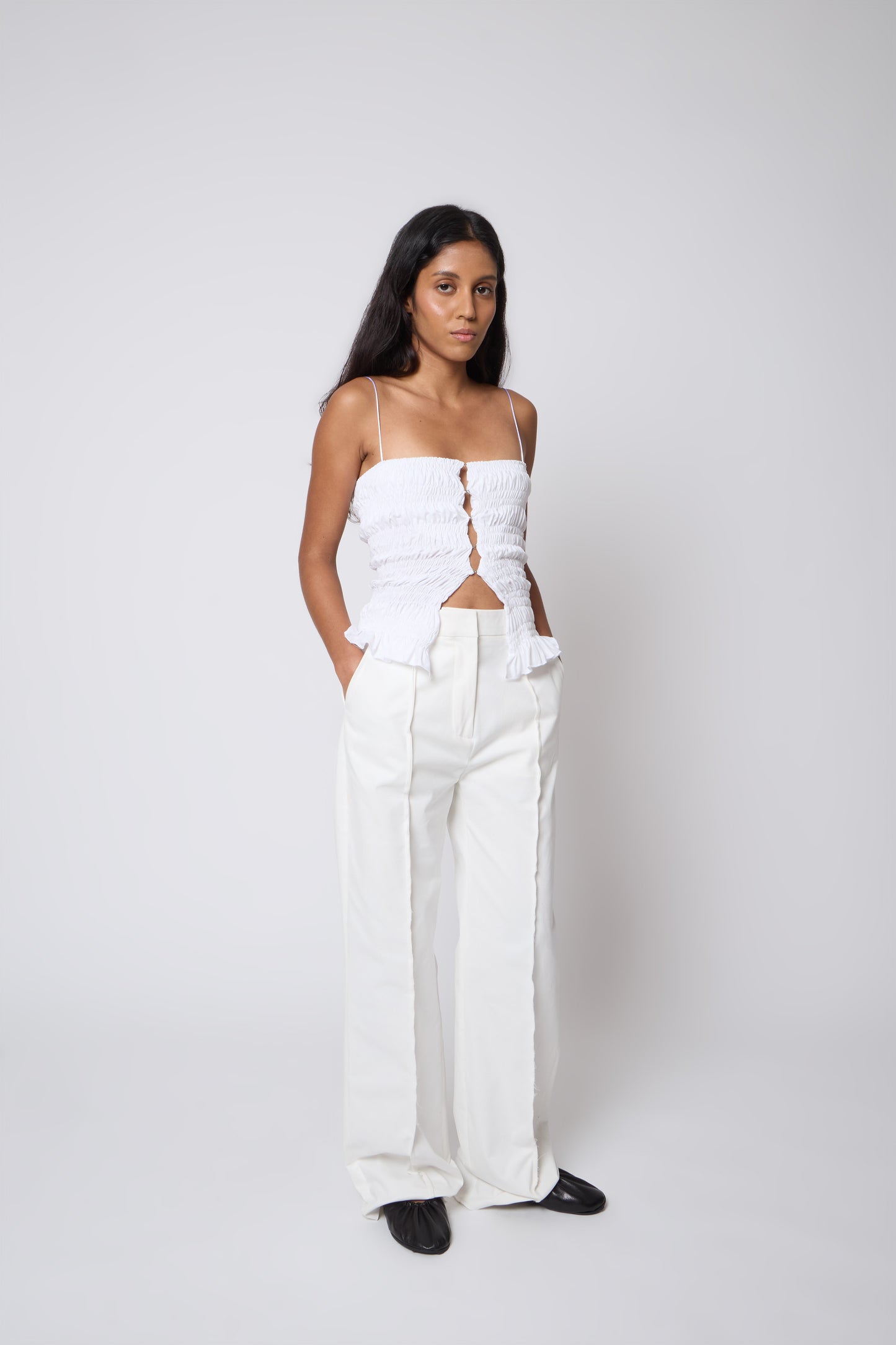 Gaspard Trousers in White Cotton