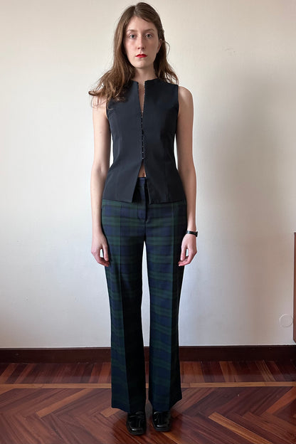 Gaspard Trousers in Green Tartan Wool - Archive