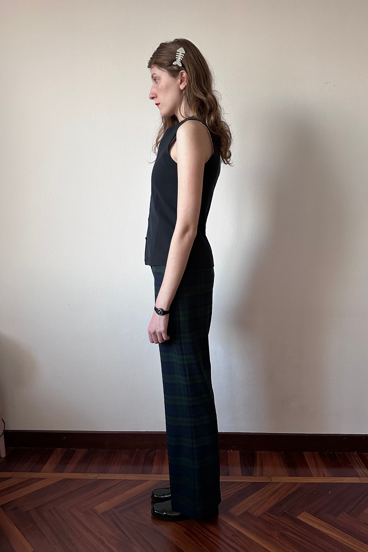 Gaspard Trousers in Green Tartan Wool - Archive