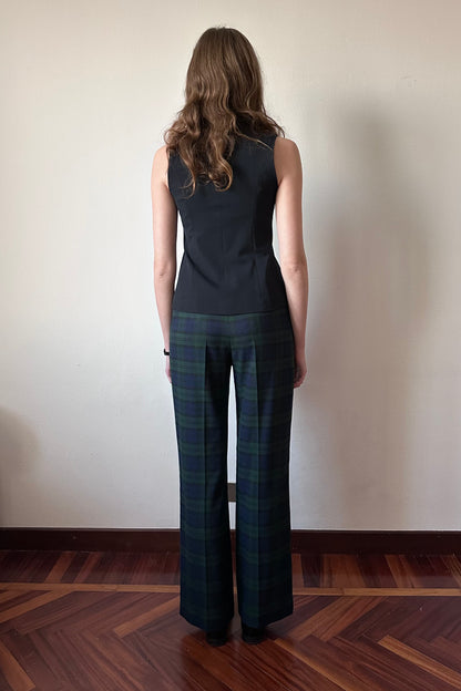 Gaspard Trousers in Green Tartan Wool - Archive