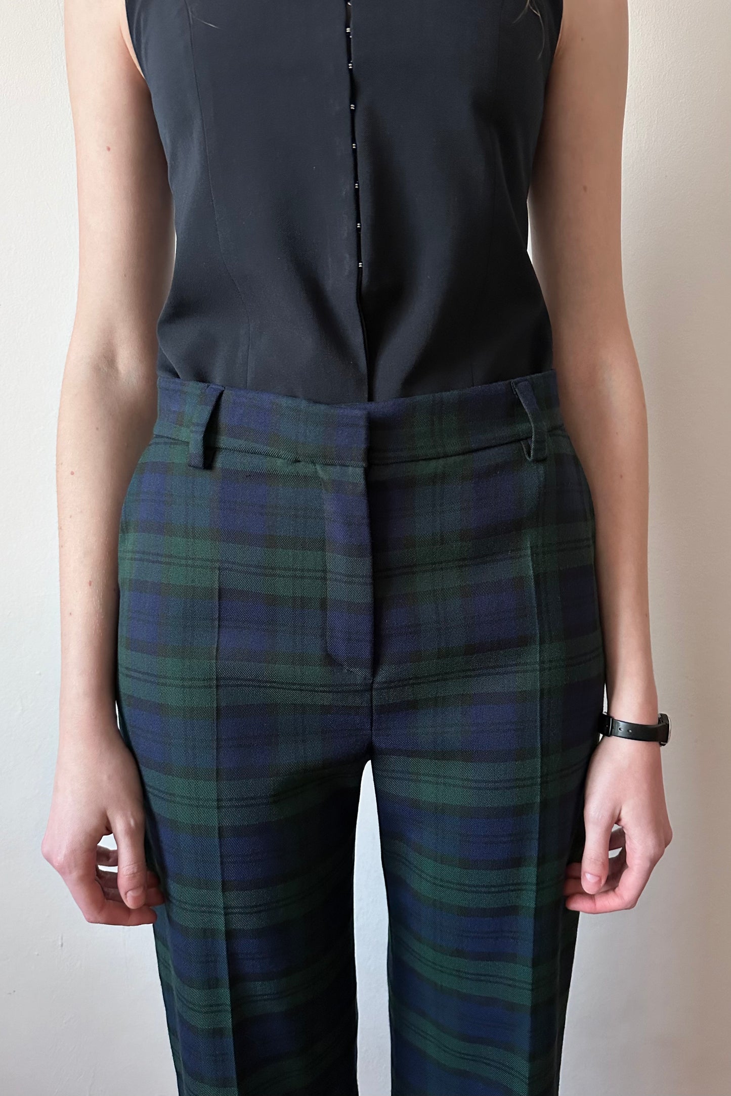 Gaspard Trousers in Green Tartan Wool - Archive