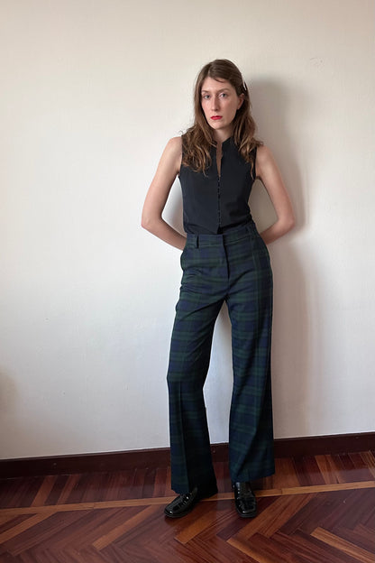 Gaspard Trousers in Green Tartan Wool - Archive