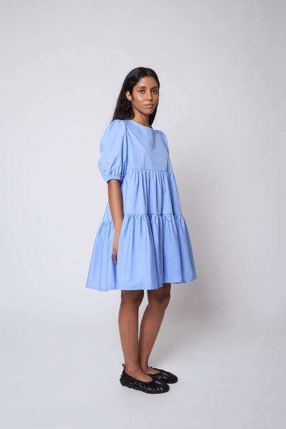 Isabelle Dress in Azure Cotton