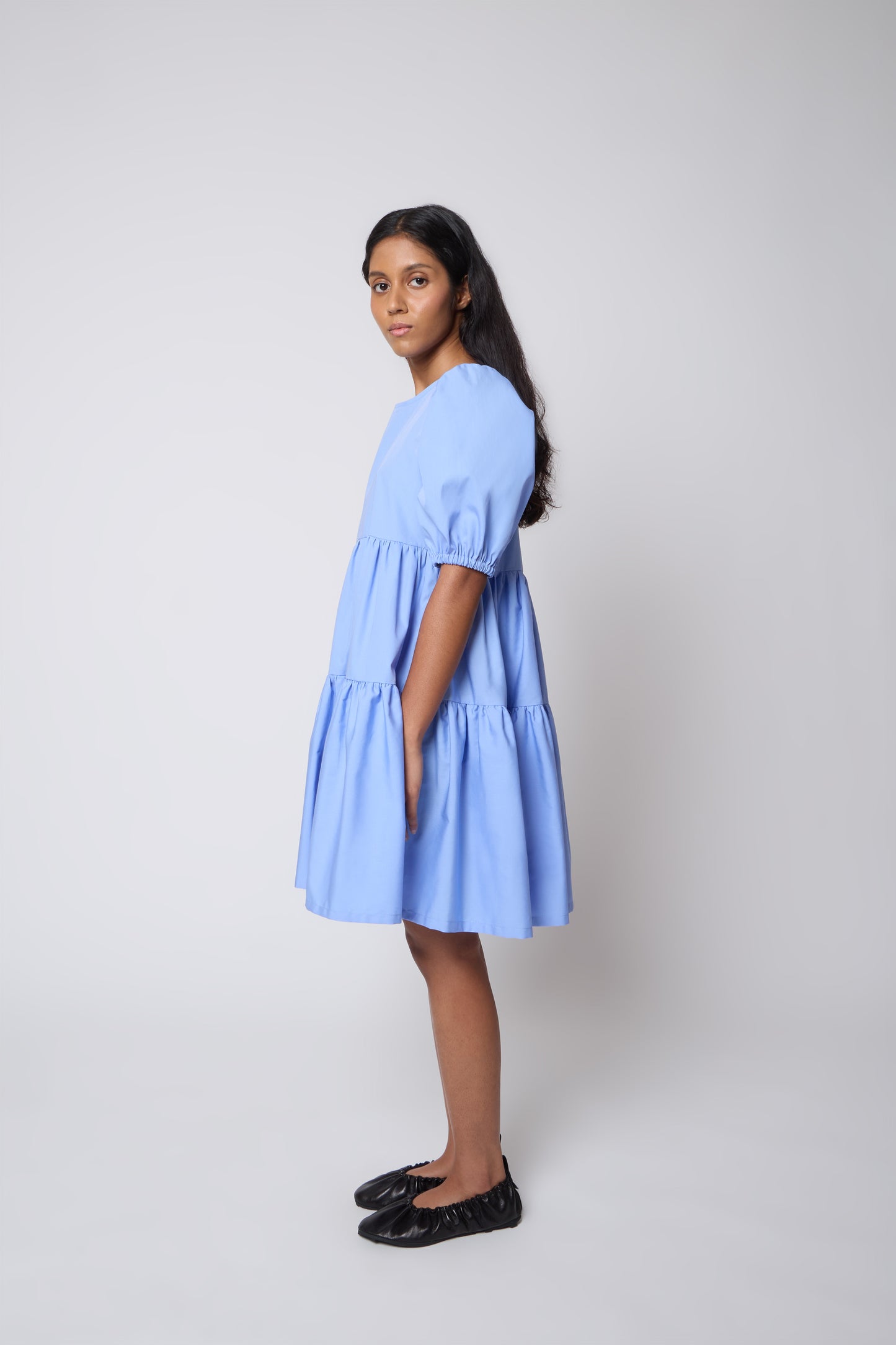 Isabelle Dress in Azure Cotton