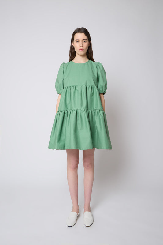 Isabelle Dress in Green Cotton