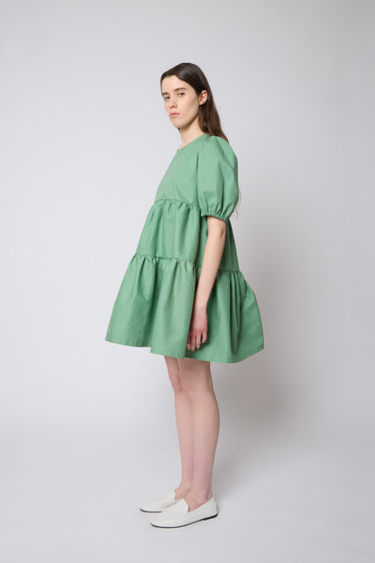 Isabelle Dress in Green Cotton