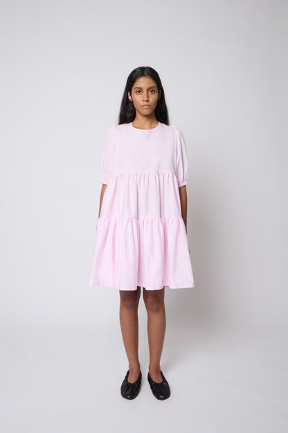 Isabelle Dress in Pink Cotton
