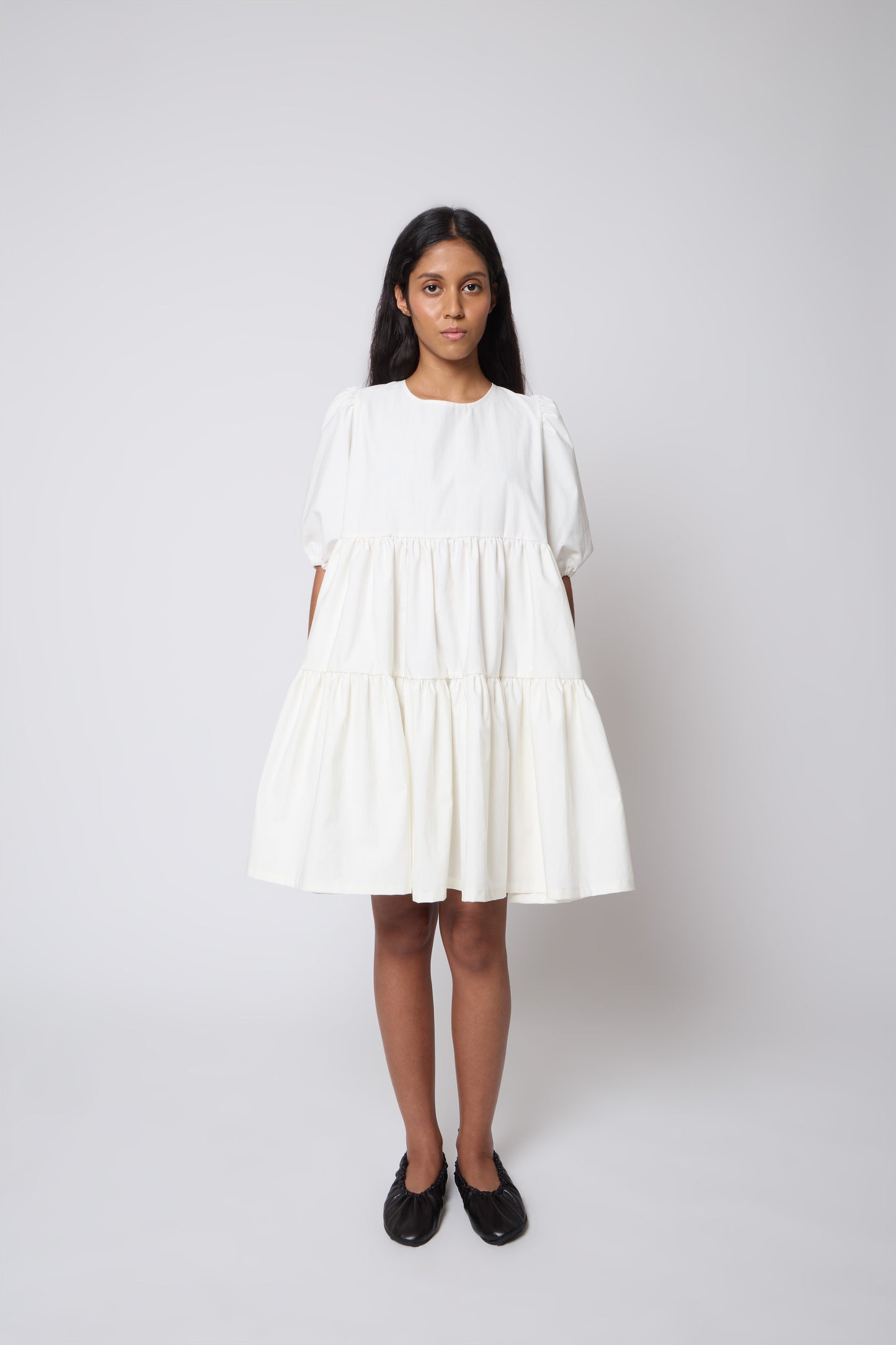Isabelle Dress in Warm White Cotton