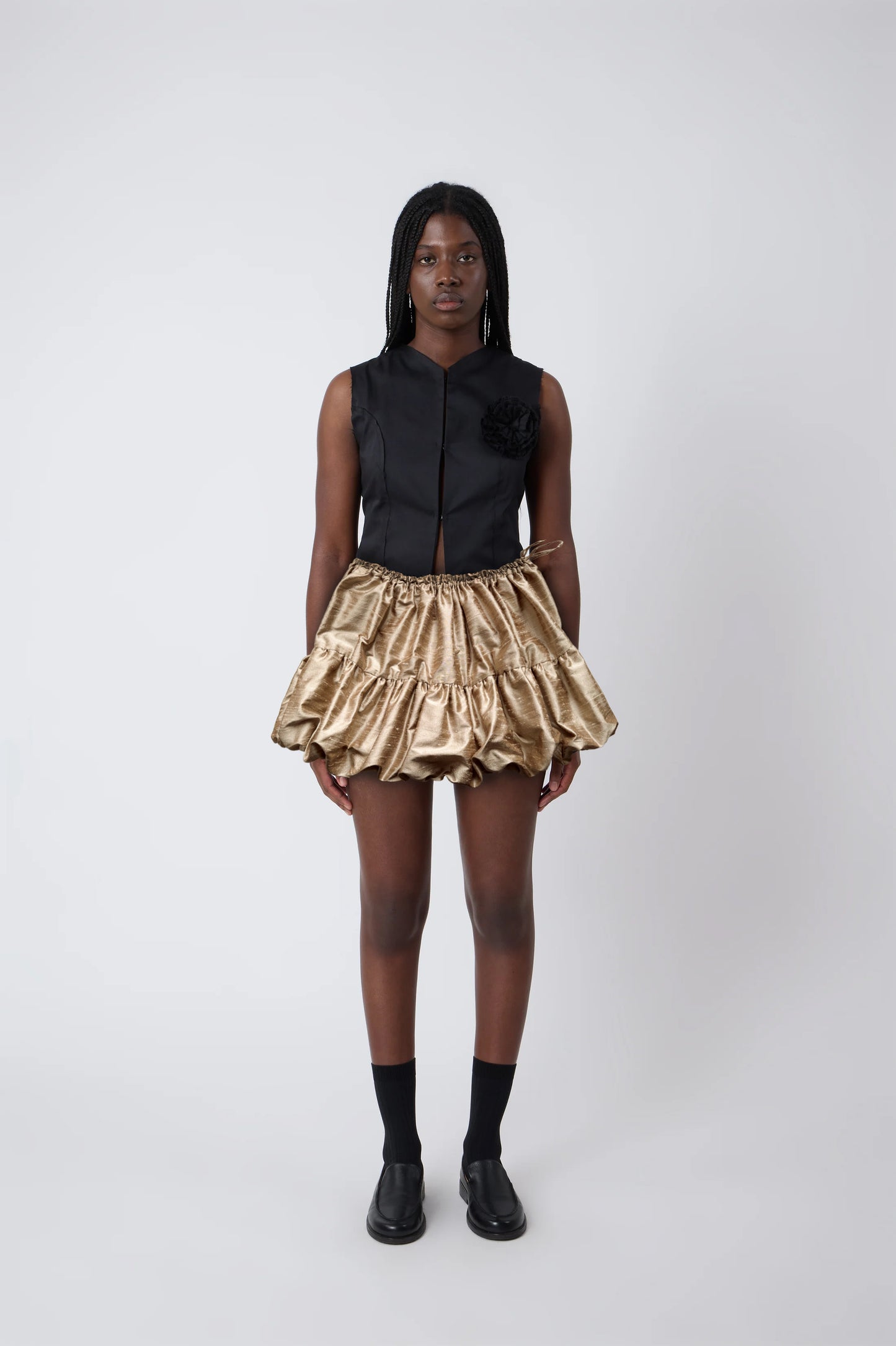 Miel Skirt in Gold Shantung