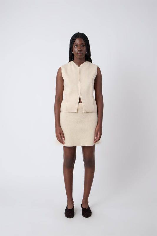 Vivienne Vest in Cream Boiled Wool